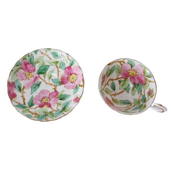 Vintage Tuscan British Columbia pink Dogwood Fine English Bone China Tea Cup and - Picture 4 of 6